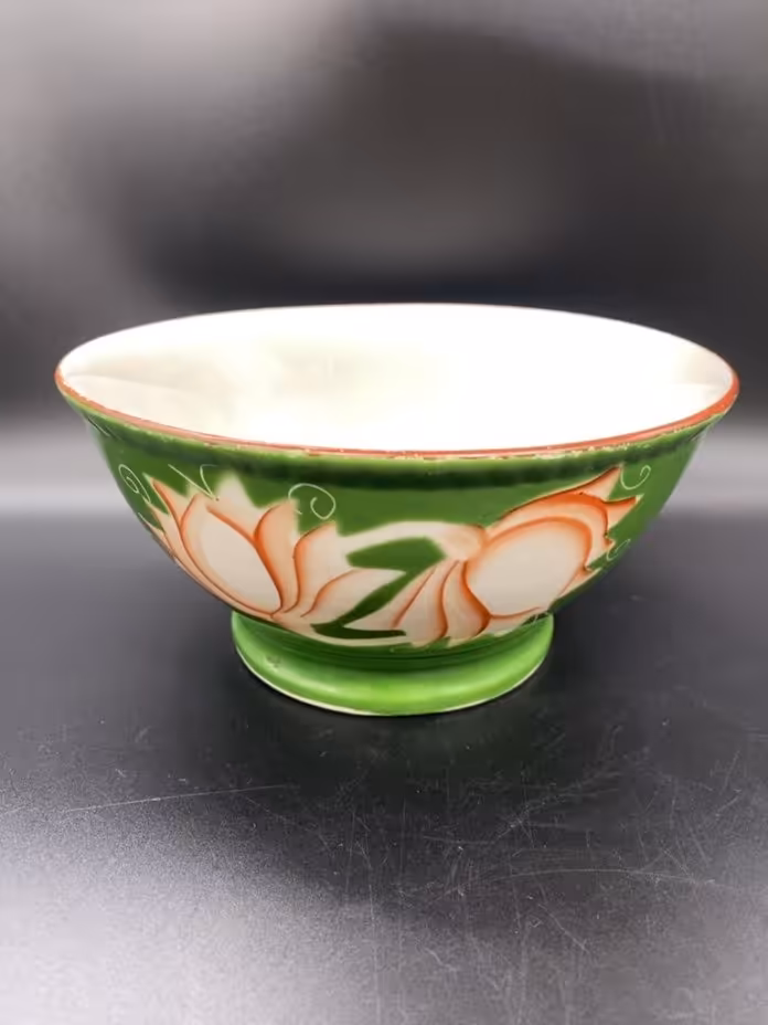 Капельник (пиала) с цветочным декором, фарфор, крытье, роспись, Первомайский фарфоровый завод (Песочное), СССР, 1934-1946 гг., Первомайский фарфоровый завод (Песочное)
