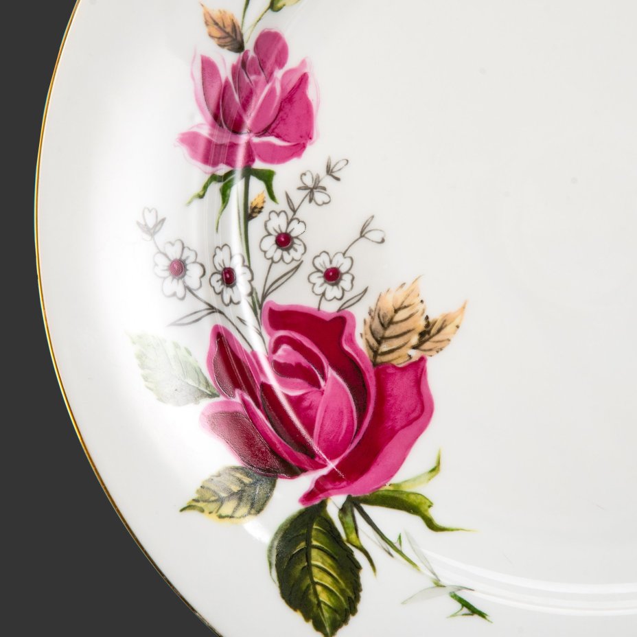 Сервиз обеденный с цветочным декором на 3 персоны (13 предметов), фарфор, деколь, золочение, Epiag D. F., Чехословакия, 1946-1970 гг.