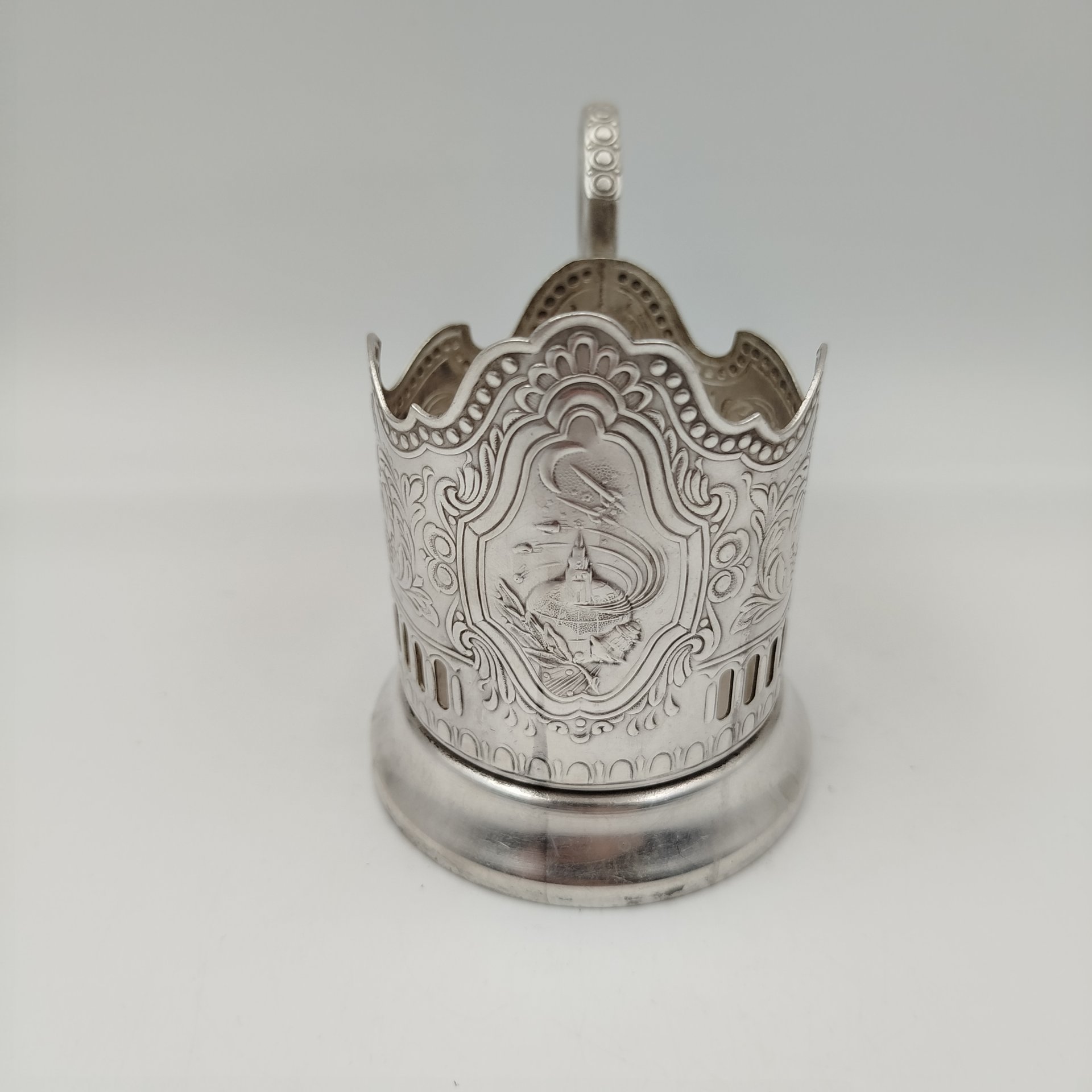 Подстаканник "Советский космос", мНЦ (медь-никель-цинк), Кольчугинский завод цветных металлов, СССР, 1970-1980 гг.