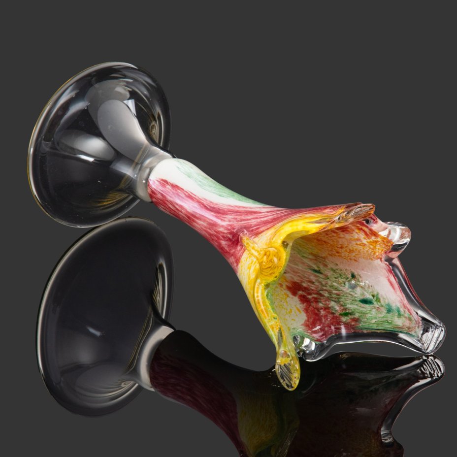 Ваза интерьерная, в виде кубка на высокой ножке, Art Murano, стекло, гутная техника, spatter