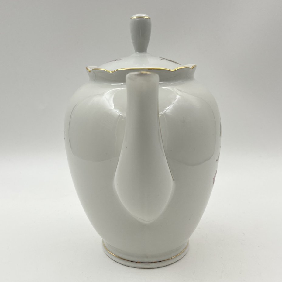 Чайник с нежным цветочным декором, фарфор, деколь, золочение, Kahla-Könitz, Германия, 1954-1962 гг.