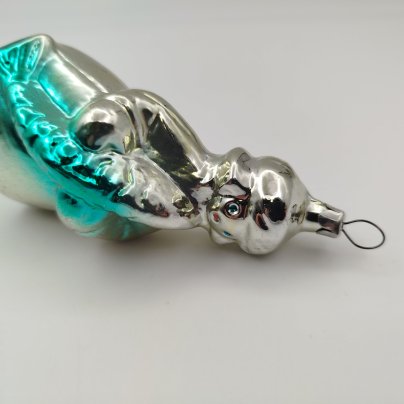 Игрушка ёлочная "Емеля с щукой", стекло, аэрография, СССР, 1960-1980 гг.