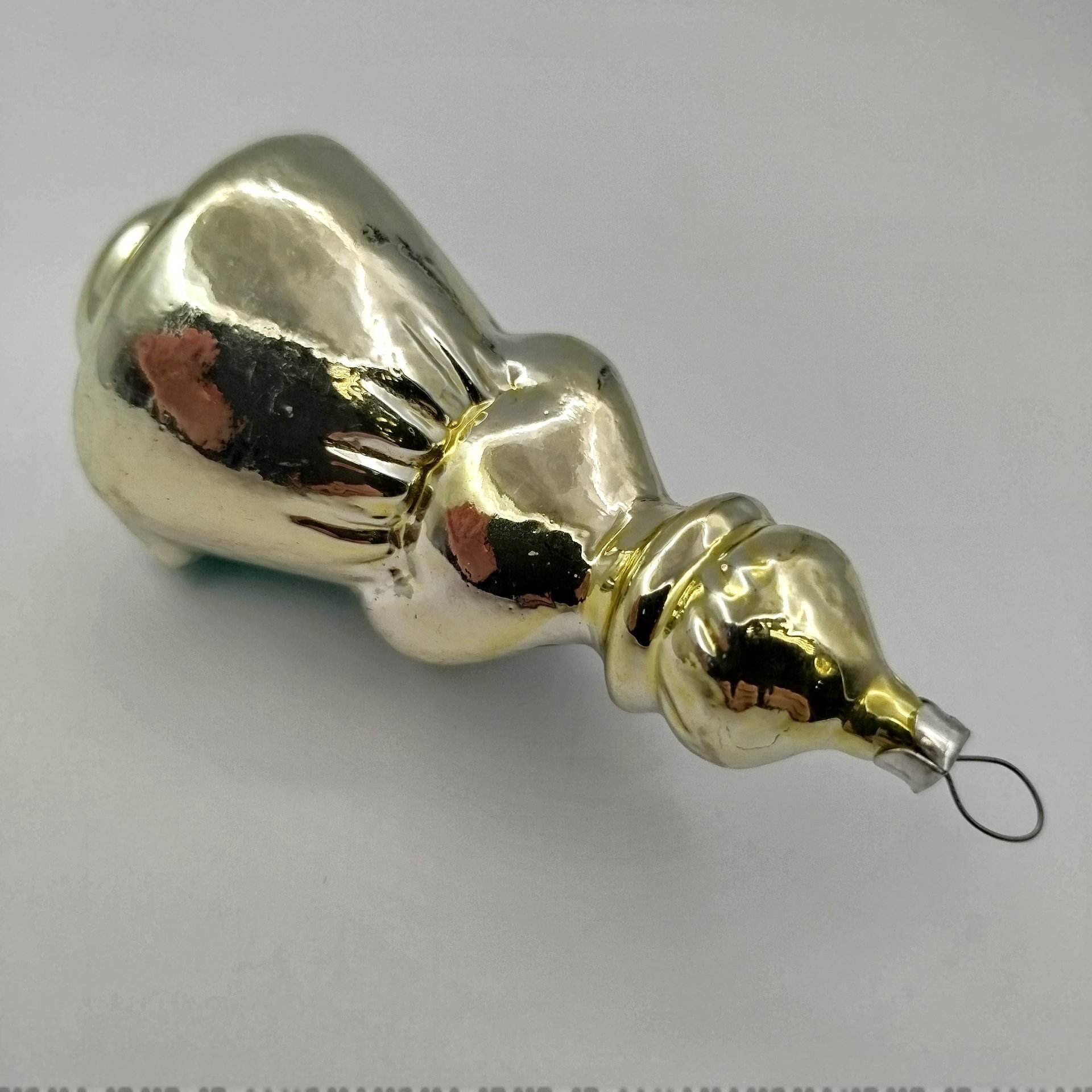 Игрушка ёлочная "Емеля с щукой", стекло, аэрография, СССР, 1960-1980 гг.