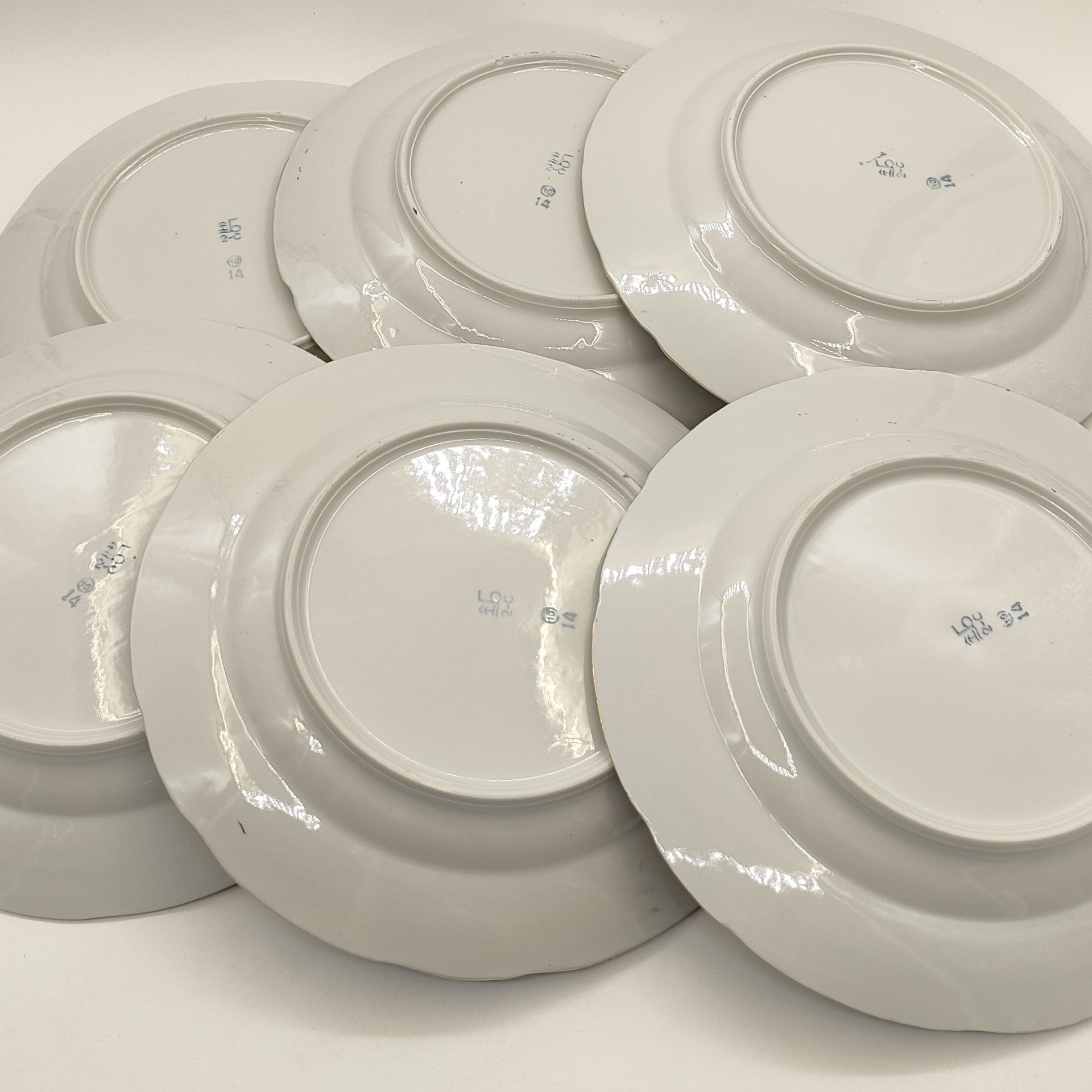 Набор из 6-ти обеденных тарелок с растительным декором, фарфор, золочение, роспись, Барановский фарфоровый завод, СССР, 1970-1991 гг.