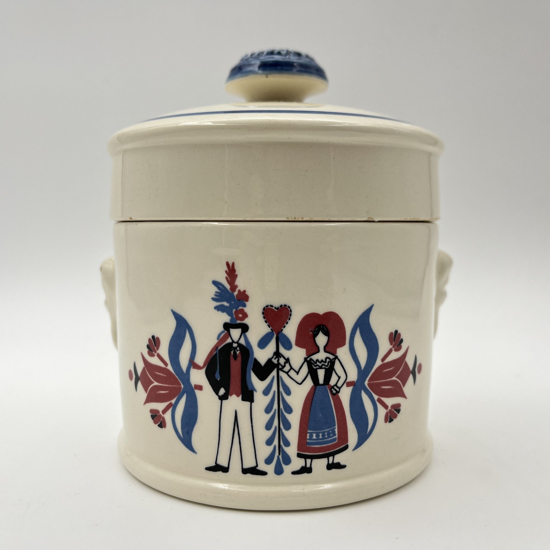 Конфетница (горшочек для фуа-гра)  "Ribeauvillé", фаянс, деколь с подрисовкой, Sarreguemines, Франция, 1950-1960 гг.