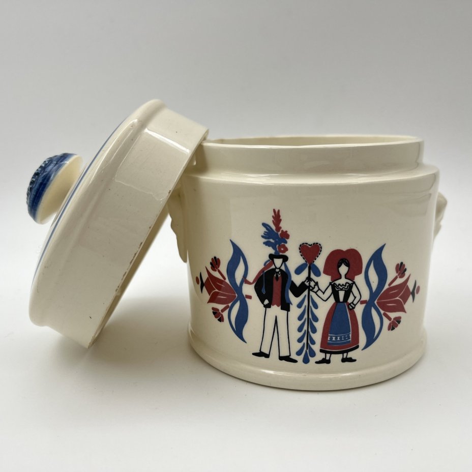 Конфетница (горшочек для фуа-гра)  "Ribeauvillé", фаянс, деколь с подрисовкой, Sarreguemines, Франция, 1950-1960 гг.