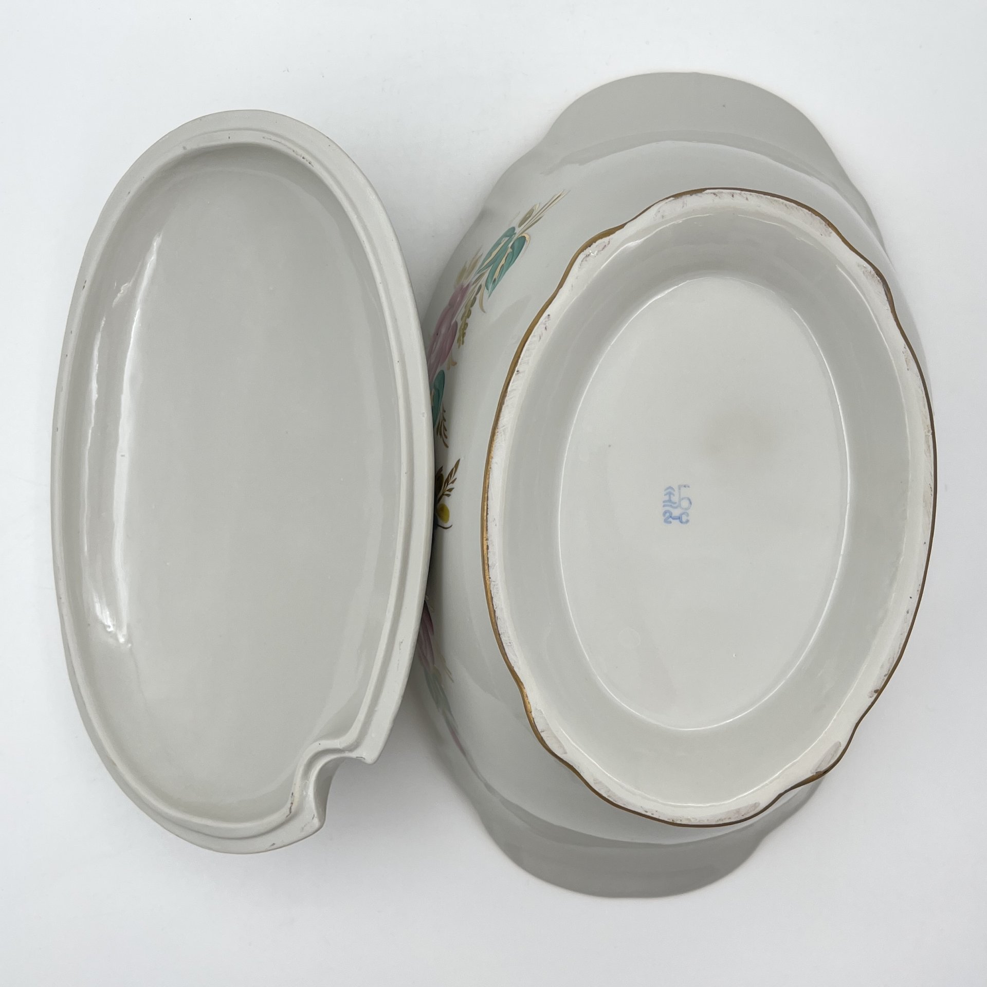 Супница/террина с цветочным декором, фарфор, роспись, люстр, золочение, Барановский фарфоровый завод, СССР, 1970-1991 гг.