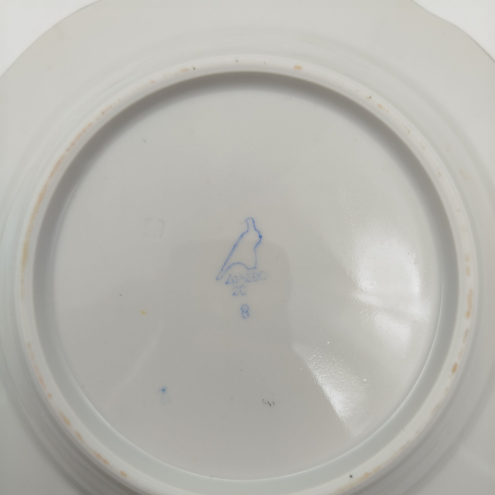 Набор пирожковых (закусочных) тарелок с цветочным декором на 6 персон, фарфор, деколь, золочение, Дулевский фарфоровый завод (Дулёво), СССР, 1968-1991 гг.