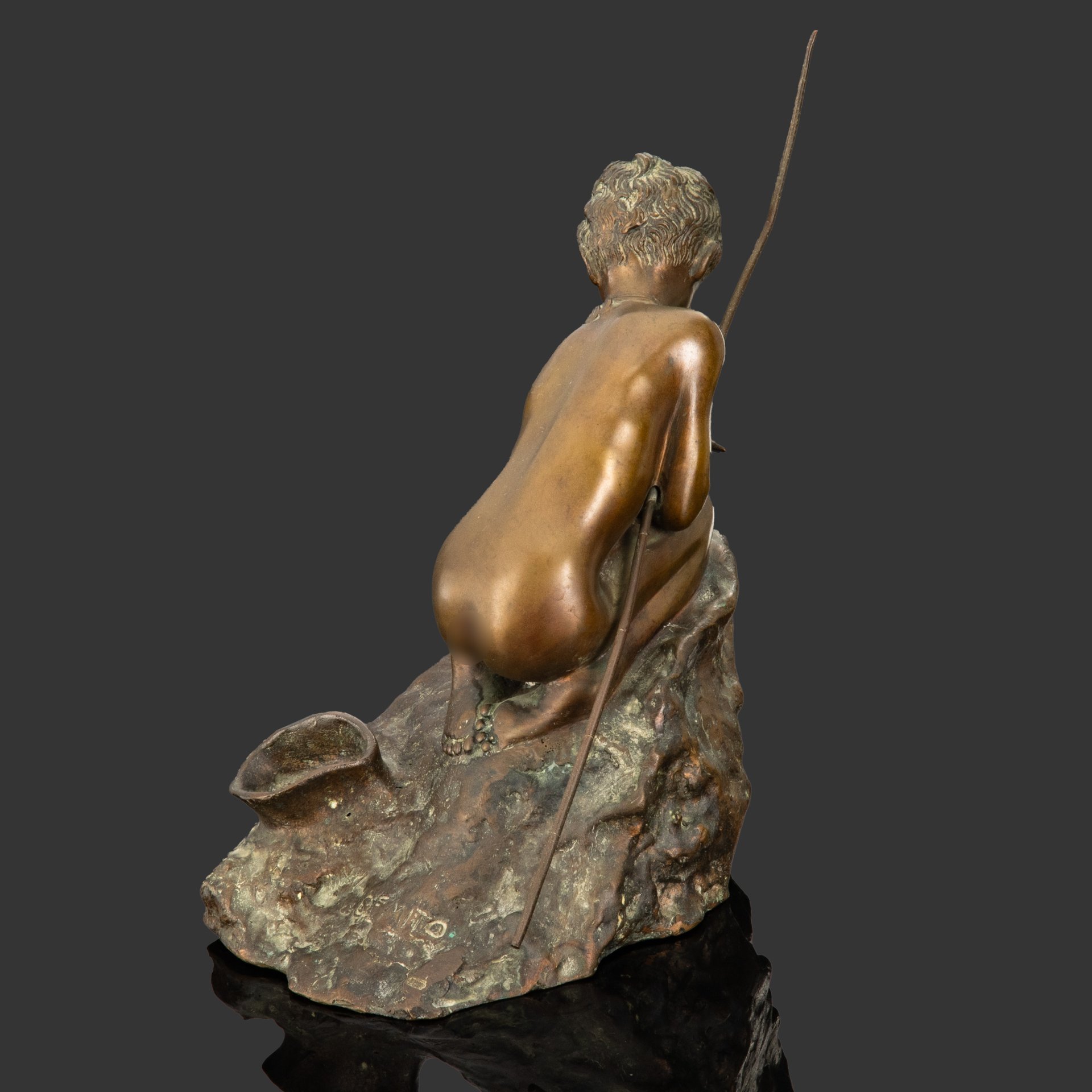 Скульптура "Il Pescatoriello Marvasi (Мальчик-рыбак Марваси)", по модели скульптора  Vincenzo Gemito (Винченцо Гемито), бронза, литье, Италия, 1930-1970 гг.
