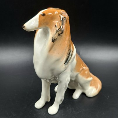 Статуэтка "Колли", скульптор И.И. Ризнич, художник В.М. Жбанов, фарфор, аэрография, роспись, Ленинградский фарфоровый завод (ЛФЗ), Россия, 1989-2001 гг.