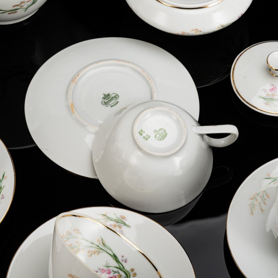 Сервиз чайный с цветочным декором на 6 персон (15 предметов)