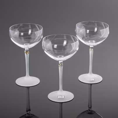 Набор из 3 бокалов для шампанского (креманок) на матовой ножке "Crystalex", Bohemia Crystal (Bohemia Glass)