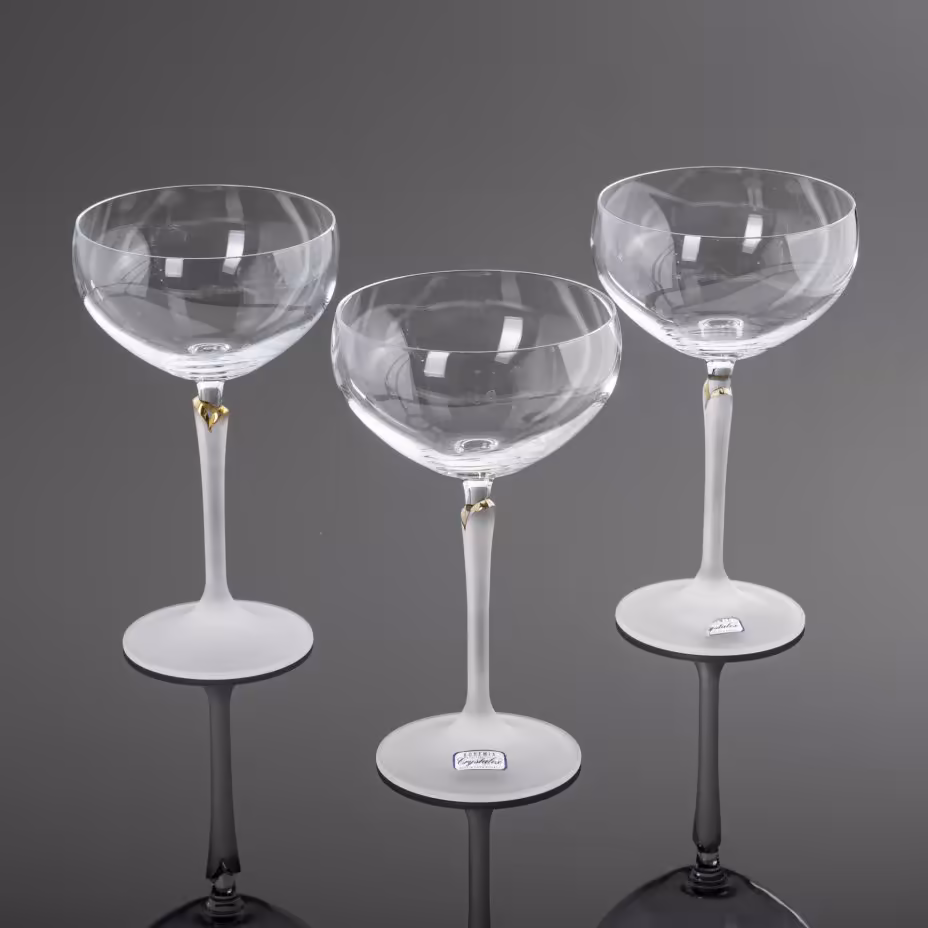 Набор из 3 бокалов для шампанского (креманок) на матовой ножке "Crystalex", Bohemia Crystal (Bohemia Glass)