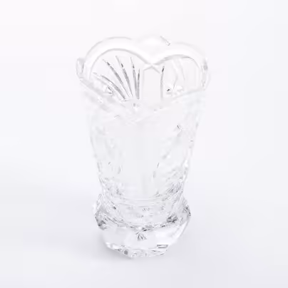 Ваза для цветов с рельефным декором, хрусталь, алмазная грань, СССР, 1970-1990 гг.