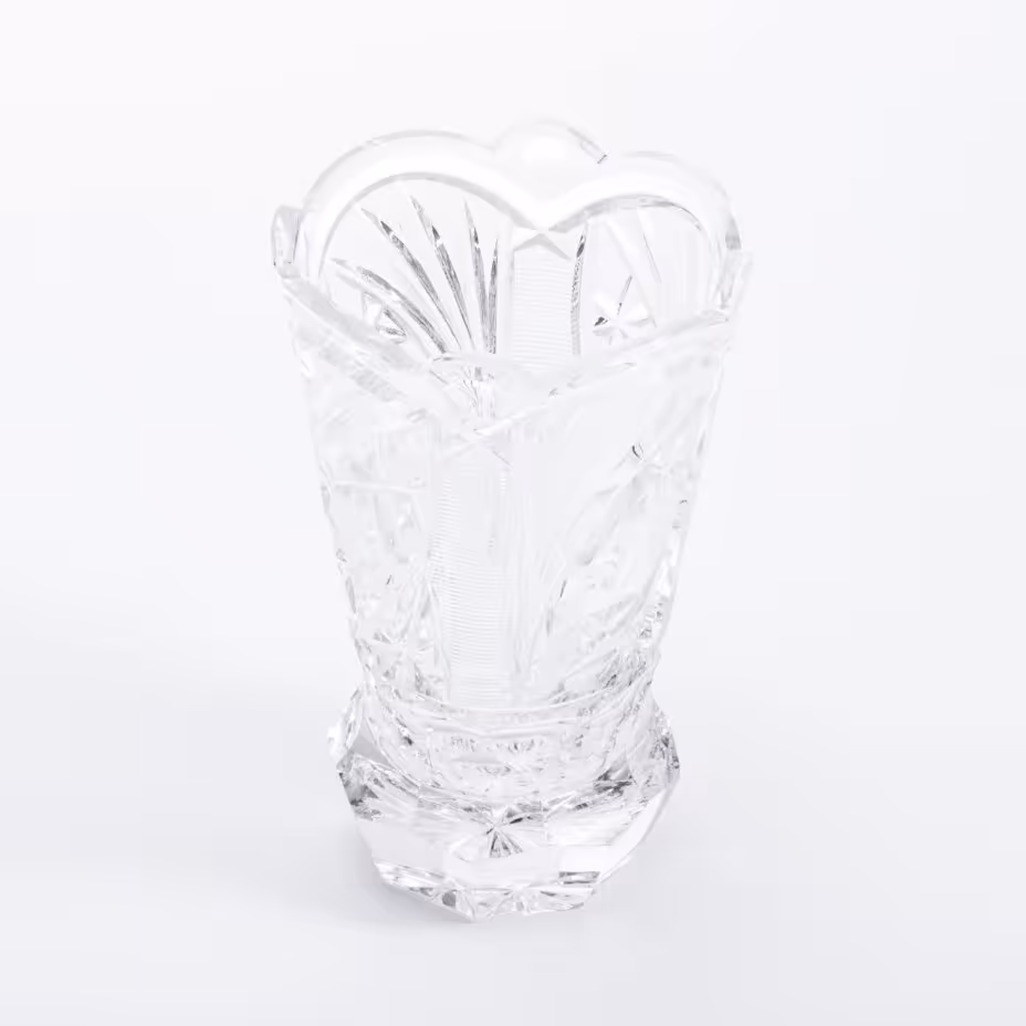 Ваза для цветов с рельефным декором, хрусталь, алмазная грань, СССР, 1970-1990 гг.