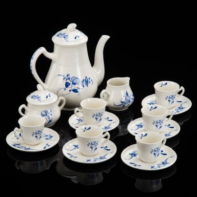 Сервиз кофейный с цветочным декором на 6 персон (15 предметов), Manufacture Royale de la Louvière Boch