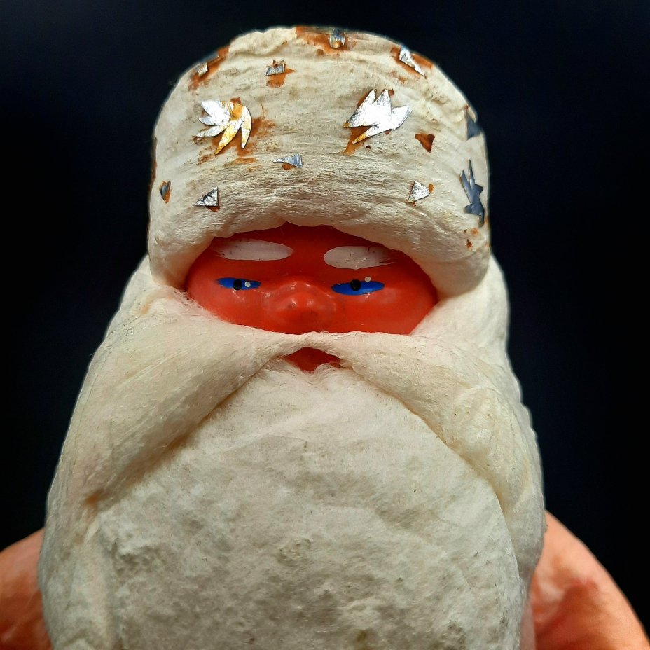 Игрушка под ёлку "Дед Мороз", вата, пластик, бумага, СССР, 1960-1990 гг.