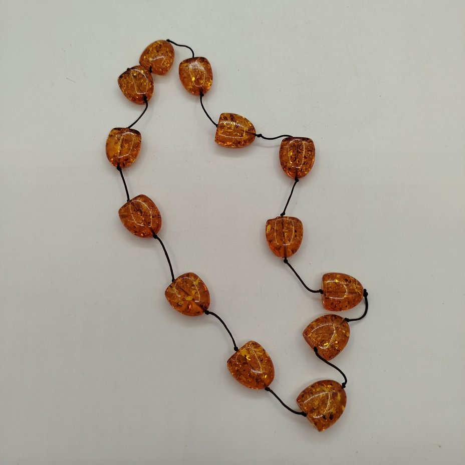 Бусы винтажные, янтарь, ткань, СССР, 1980-1990 гг.