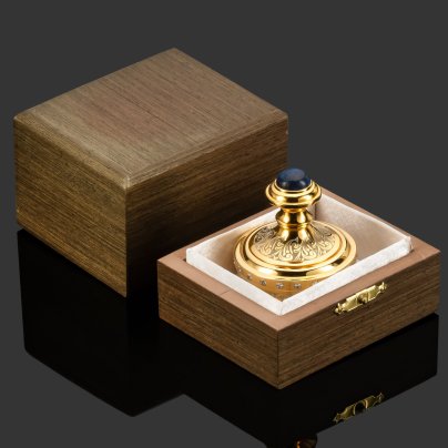 Оснаска под печать  "Герб Российской Федерации" с лазуритом и фианитами в подарочной коробке, металл, латунь золочение, лазурит, фианит, Златоуст, Российская Федерация, 2025 г.