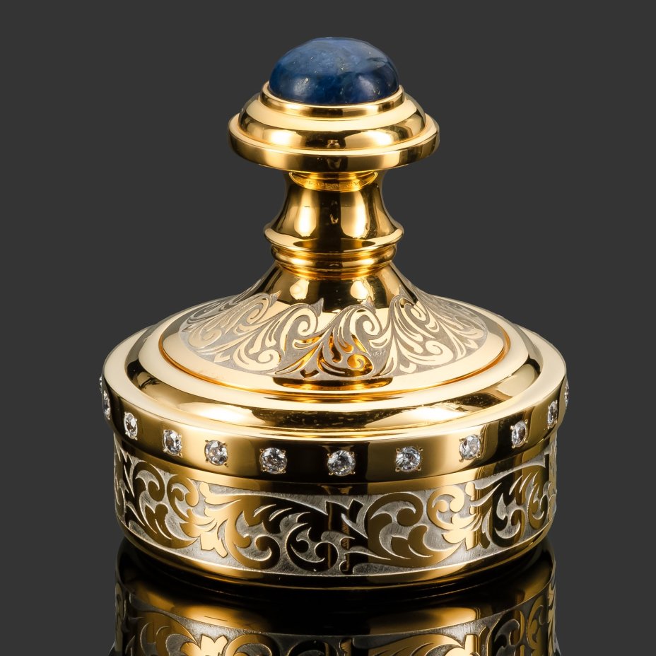 Оснаска под печать  "Герб Российской Федерации" с лазуритом и фианитами в подарочной коробке, металл, латунь золочение, лазурит, фианит, Златоуст, Российская Федерация, 2025 г.