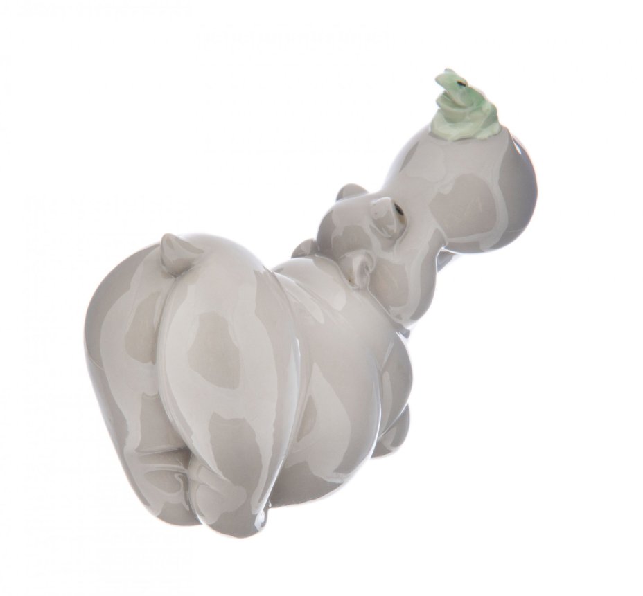 Статуэтка "Бегемот и лягушка", фарфор, роспись, мануфактура "NAO porcelain", Испания, 1980-2000 гг., NAO Porcelain