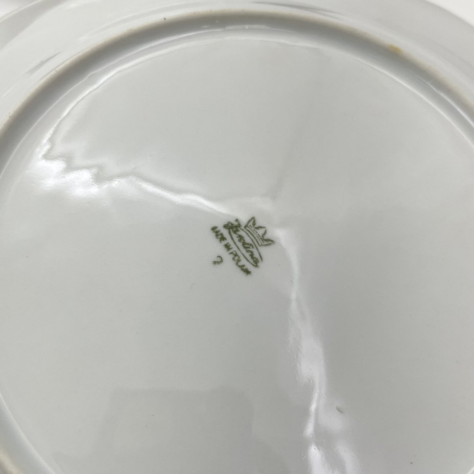 Набор из 4-х обеденных тарелок с изображением розы, фарфор, деколь, золочение, Karolina (Фарфоровая мануфактура «Каролина», Польша), Польша, 1980-1990 гг.