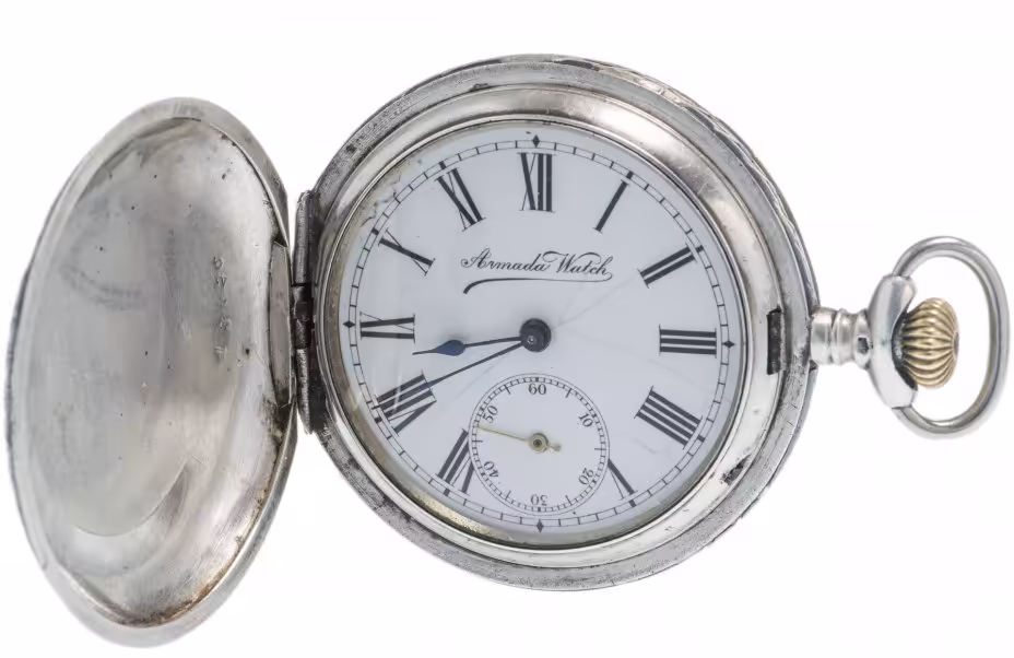 Часы карманные с шатленом, серебро 800 пр., фирма «Armada Watch», Швейцария, 1910-1930 гг.