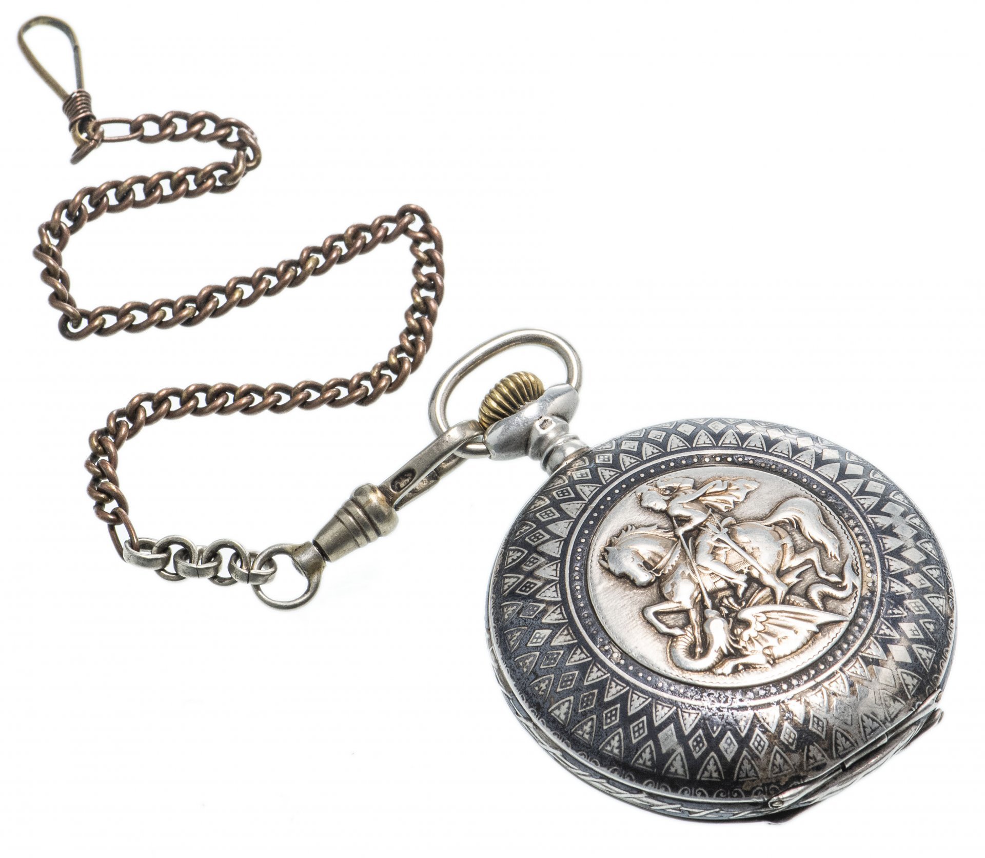 Часы карманные с шатленом, серебро 800 пр., фирма «Armada Watch», Швейцария, 1910-1930 гг.