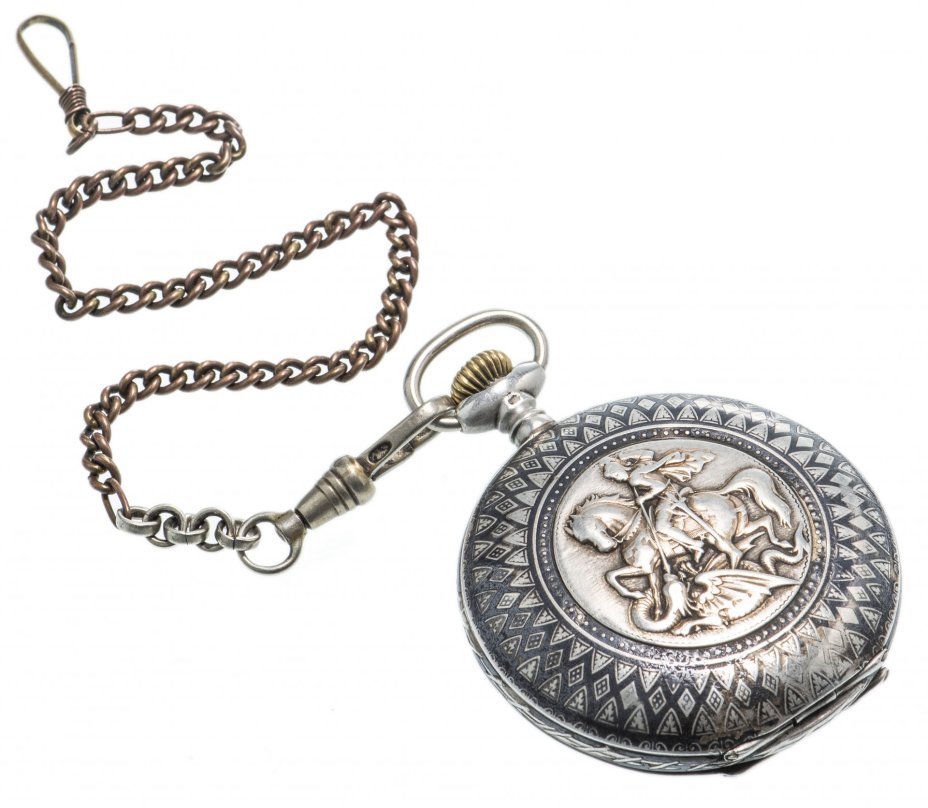 Часы карманные с шатленом, серебро 800 пр., фирма «Armada Watch», Швейцария, 1910-1930 гг.