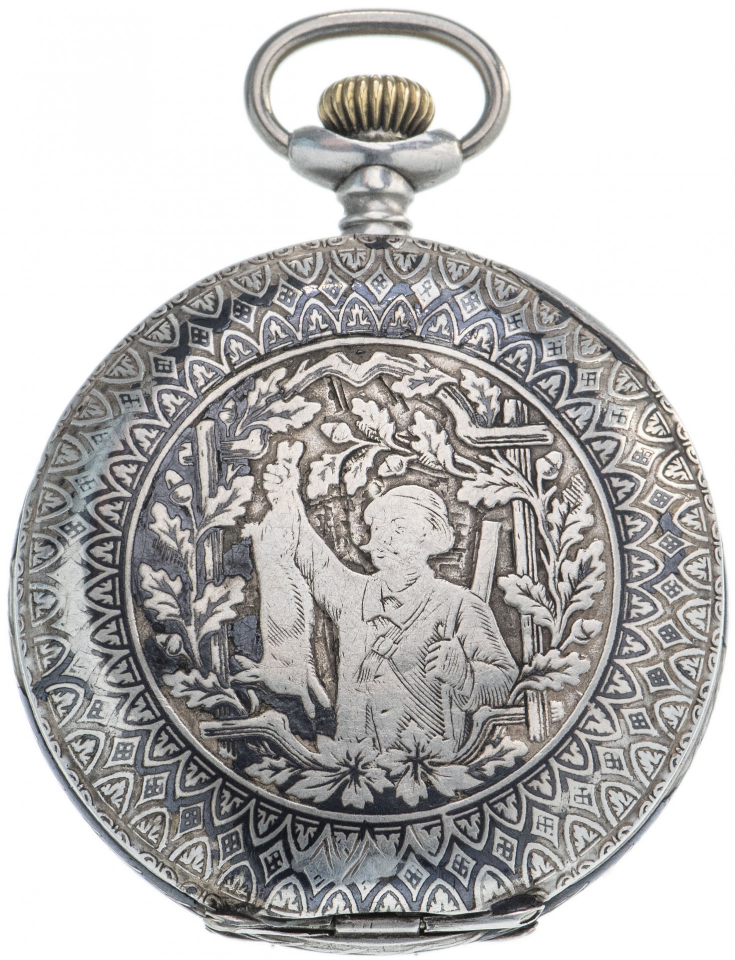 Часы карманные с шатленом, серебро 800 пр., фирма «Armada Watch», Швейцария, 1910-1930 гг.