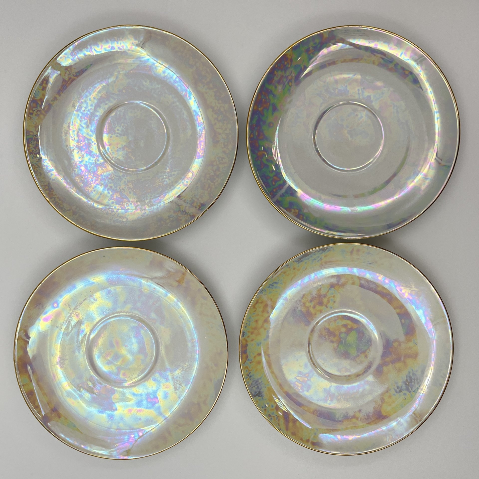 Набор из четырех чайных пар "Мадонна", фарфор, деколь, люстр, золочение, Kahla, ГДР, 1960-1990 гг.