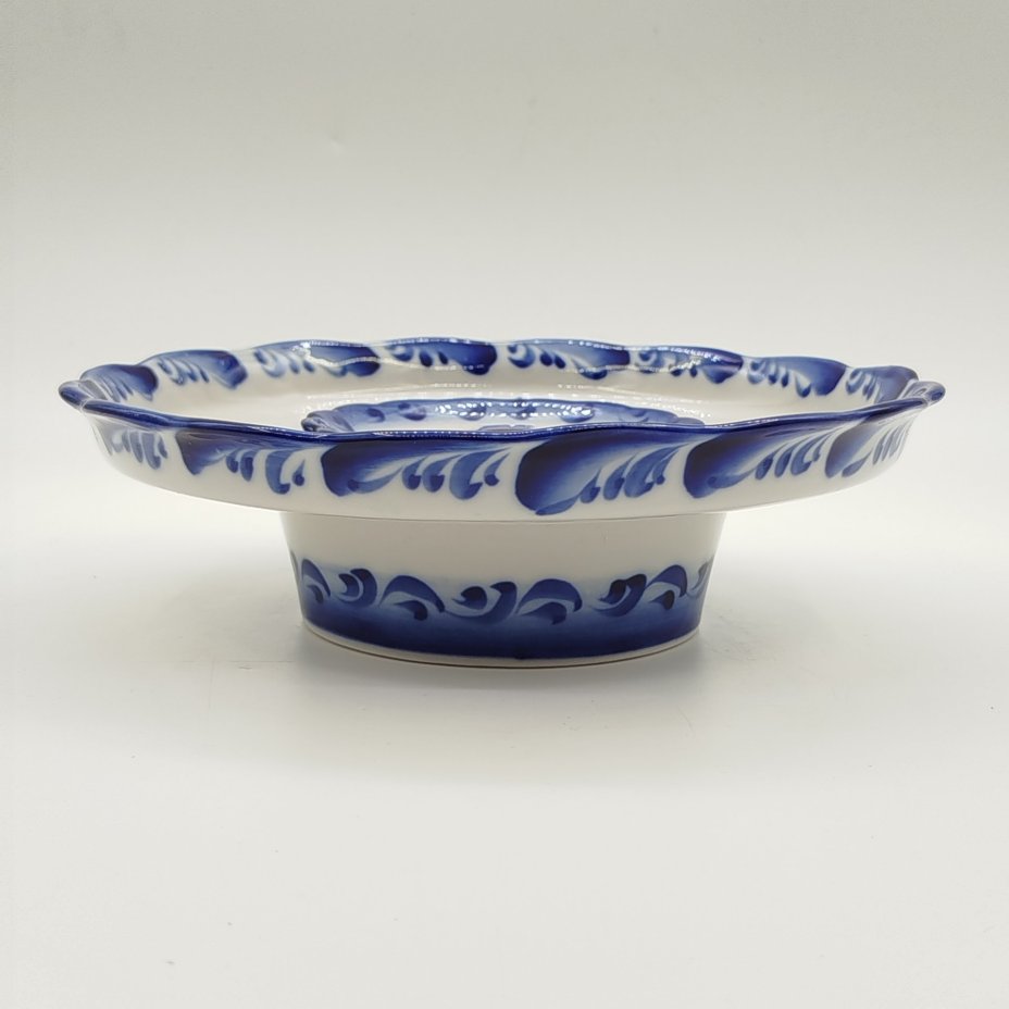 Ваза-подставка для цветов (роуз-боул, rose-bowl), Гжельская фарфоровая мануфактура «Галактика»