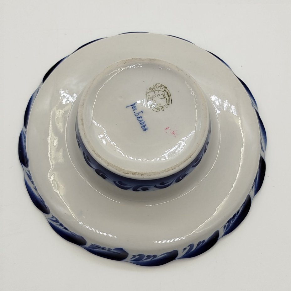 Ваза-подставка для цветов (роуз-боул, rose-bowl), Гжельская фарфоровая мануфактура «Галактика»
