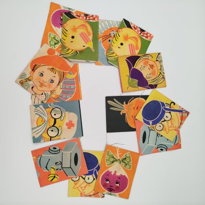 Новогодняя гирлянда (флажки) с персонажами советских мультфильмов (Чиполино, Доктор Айболит, Мурзилка, Буратино и т.д.)
