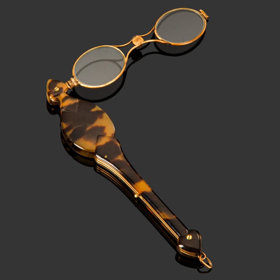 Лорнет дамский складной, латунь, панцирь черепахи, стекло, Западная Европа, 190-1880 гг.
