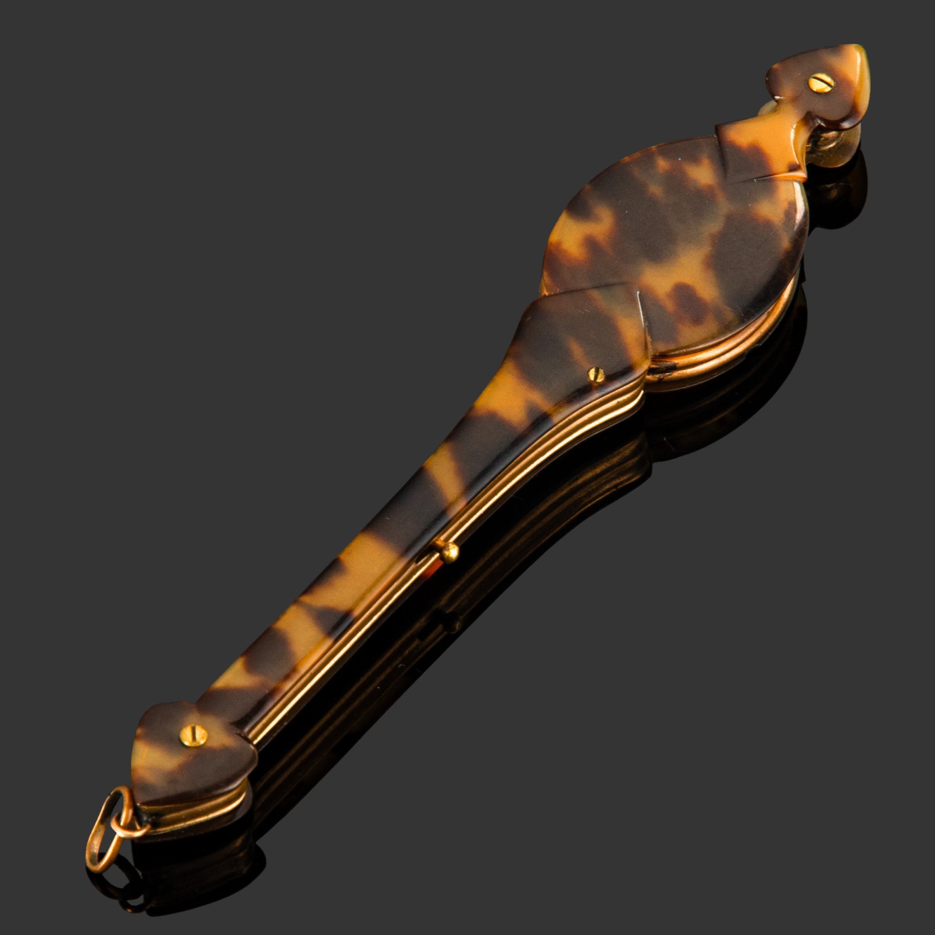 Лорнет дамский складной, латунь, панцирь черепахи, стекло, Западная Европа, 190-1880 гг.