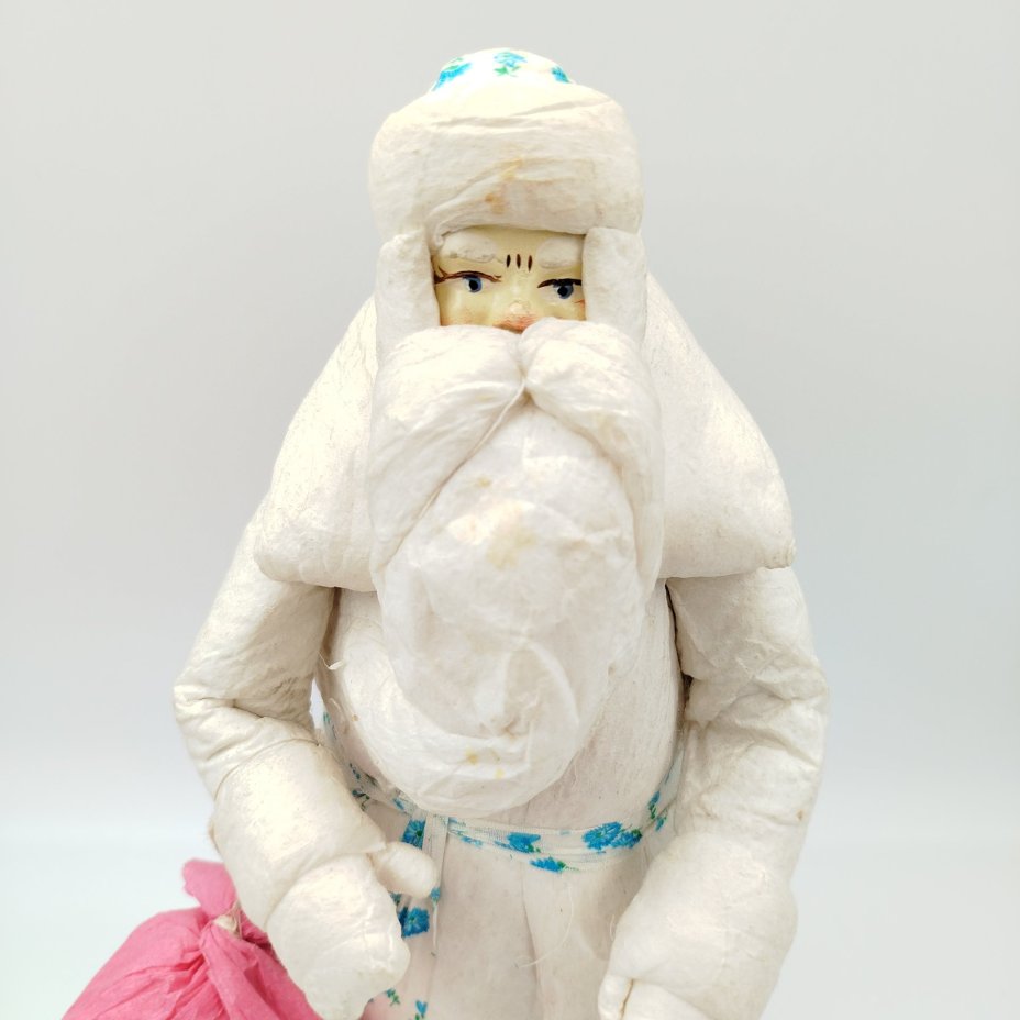 Игрушка под ёлку "Дед Мороз с подарками", папье-маше, бумага, вата, роспись, Калининское производственное объединение художественных изделий и игрушек, 1984 г.