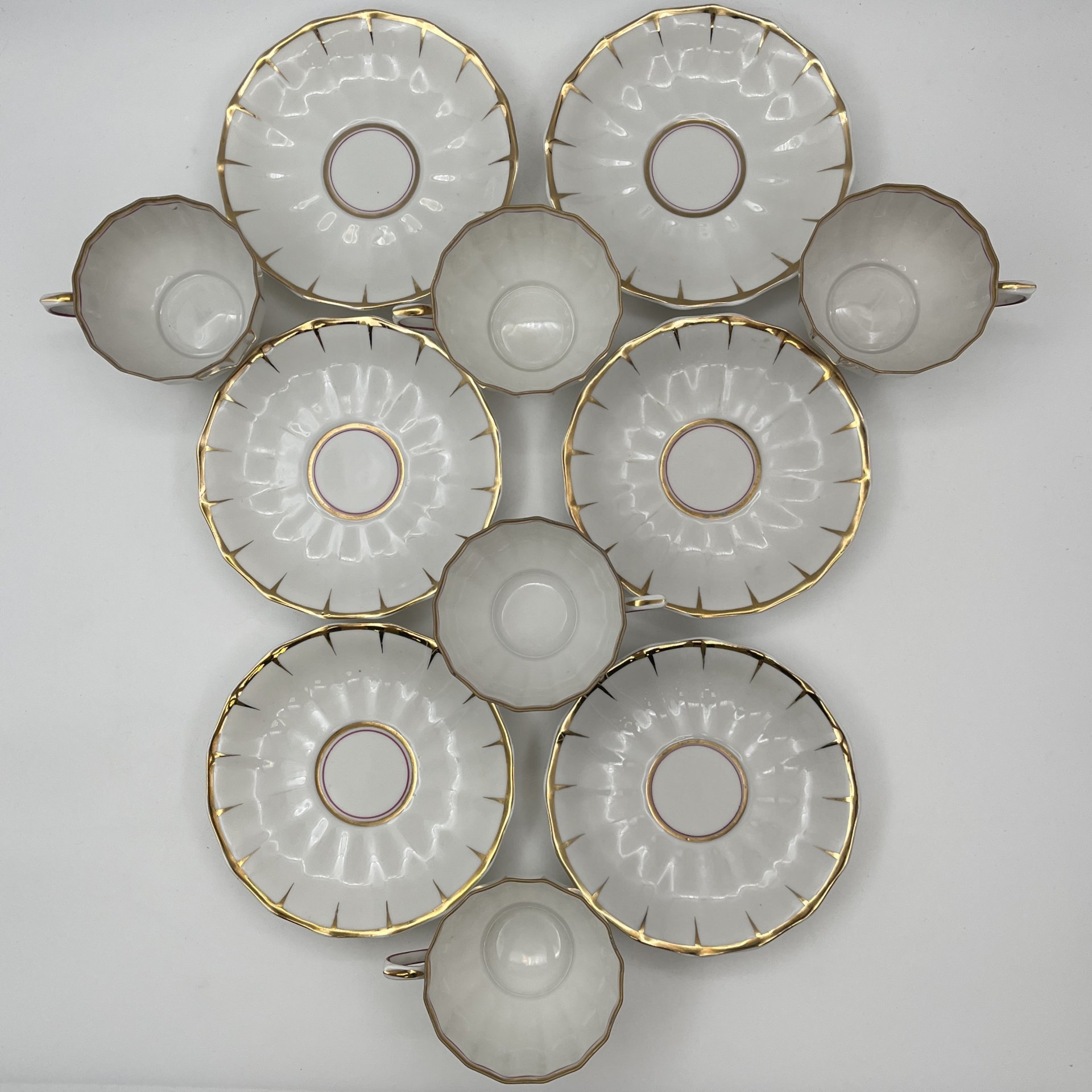 Набор чайный с рельефным лаконичным декором на 5 персон (12 предметов), форма "Ампир"