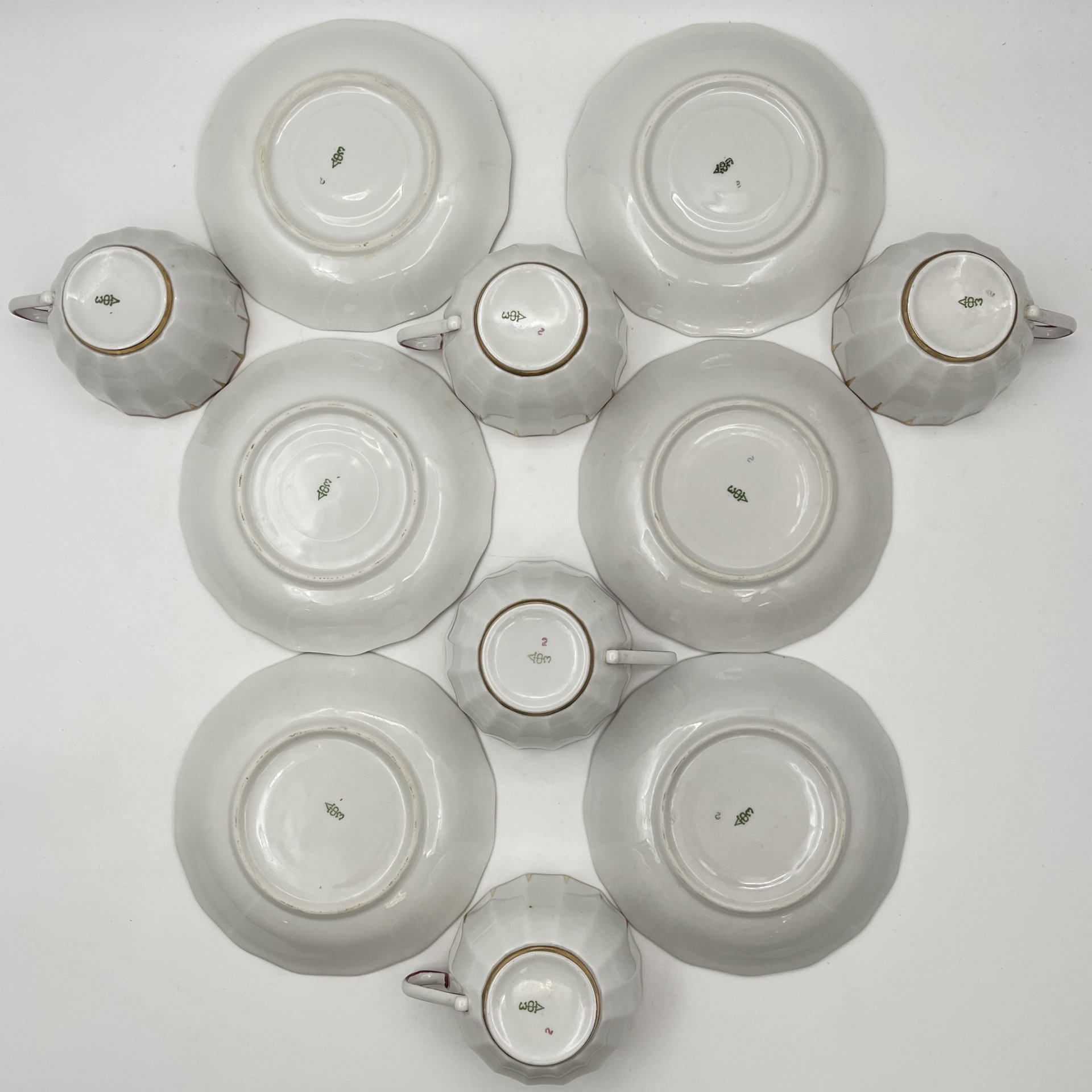 Набор чайный с рельефным лаконичным декором на 5 персон (12 предметов), форма "Ампир"