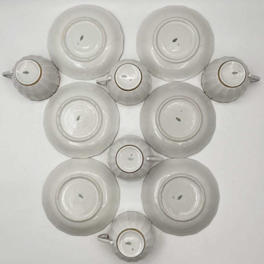 Набор чайный с рельефным лаконичным декором на 5 персон (12 предметов), форма "Ампир"