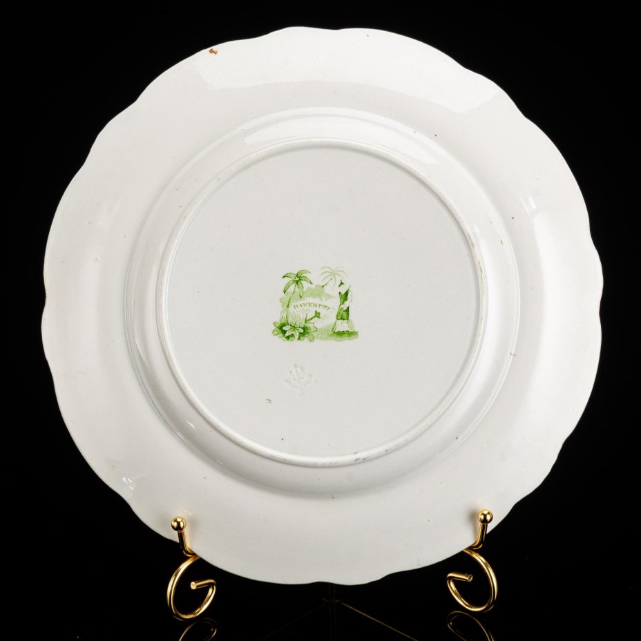 Тарелка с пейзажным и растительным декором в стиле шинуазри, Davenport Pottery Co.