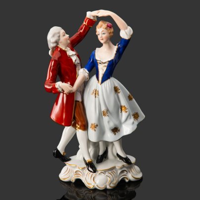 Статуэтка "Галантная сцена" ("Танец"), фарфор, роспись, золочение, Gerold Porzellan, Bavaria, Германия, 1980-1990 гг., Gerold Porzellan