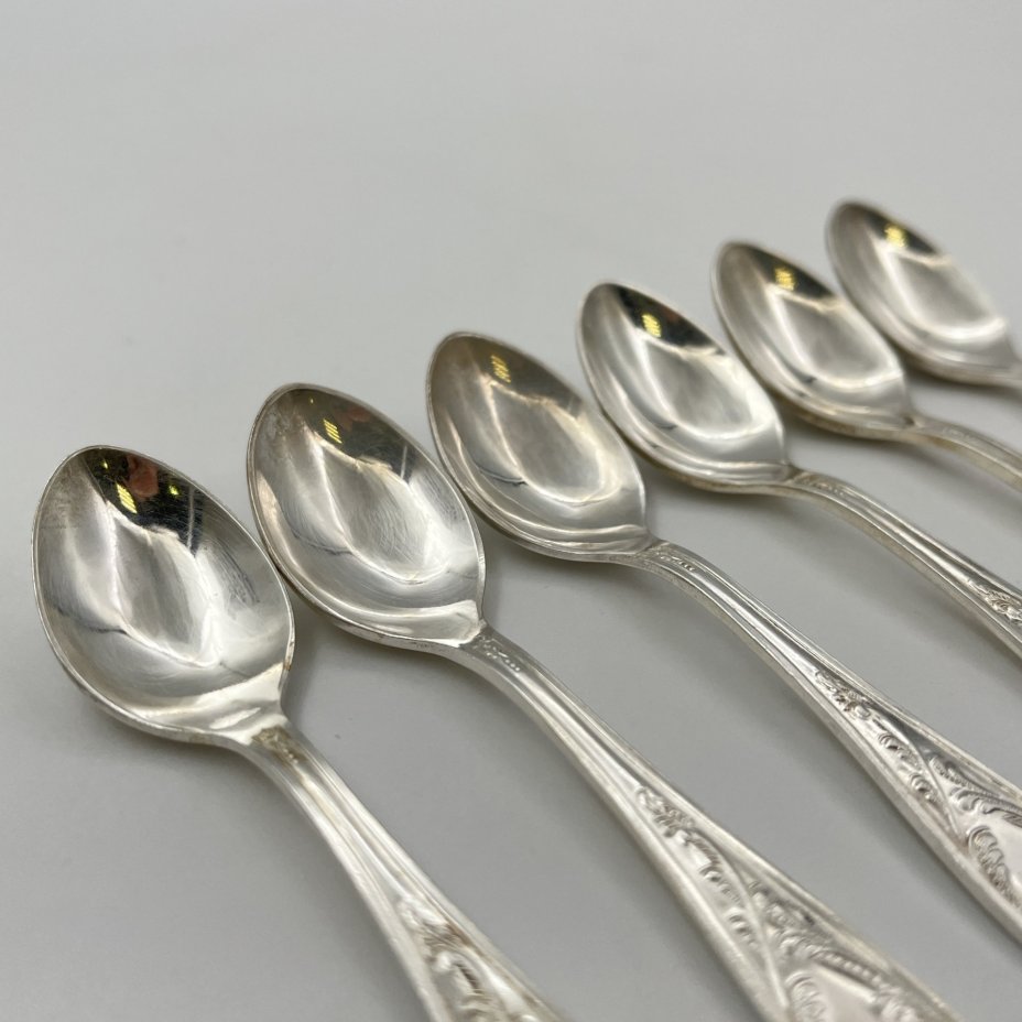 Набор кофейных ложек на 6 персон "Пламя", мНЦ (медь-никель-цинк), Кольчугинский завод цветных металлов, СССР, 1960-1990 гг.