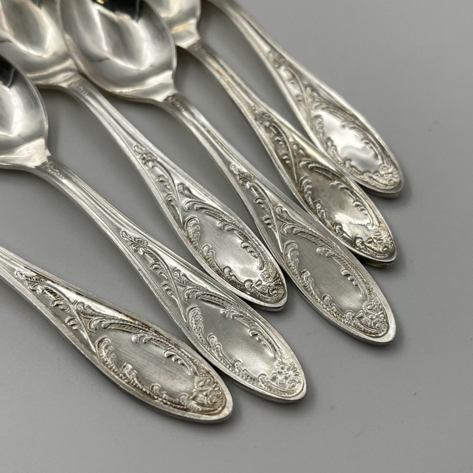 Набор кофейных ложек на 6 персон "Пламя", мНЦ (медь-никель-цинк), Кольчугинский завод цветных металлов, СССР, 1960-1990 гг.