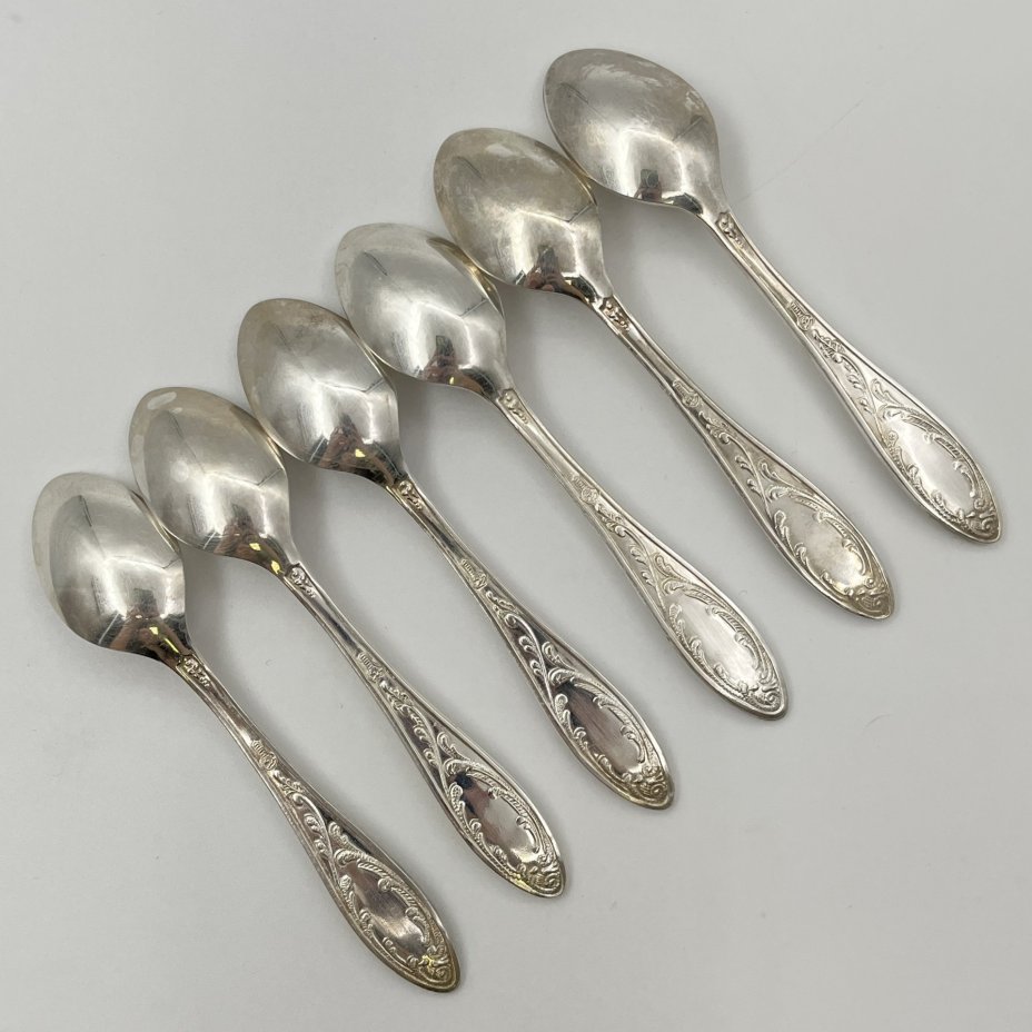 Набор кофейных ложек на 6 персон "Пламя", мНЦ (медь-никель-цинк), Кольчугинский завод цветных металлов, СССР, 1960-1990 гг.