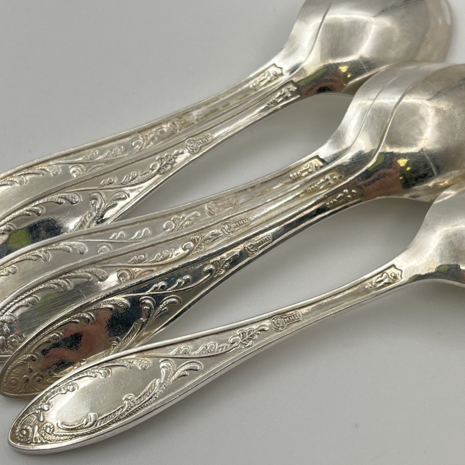 Набор кофейных ложек на 6 персон "Пламя", мНЦ (медь-никель-цинк), Кольчугинский завод цветных металлов, СССР, 1960-1990 гг.