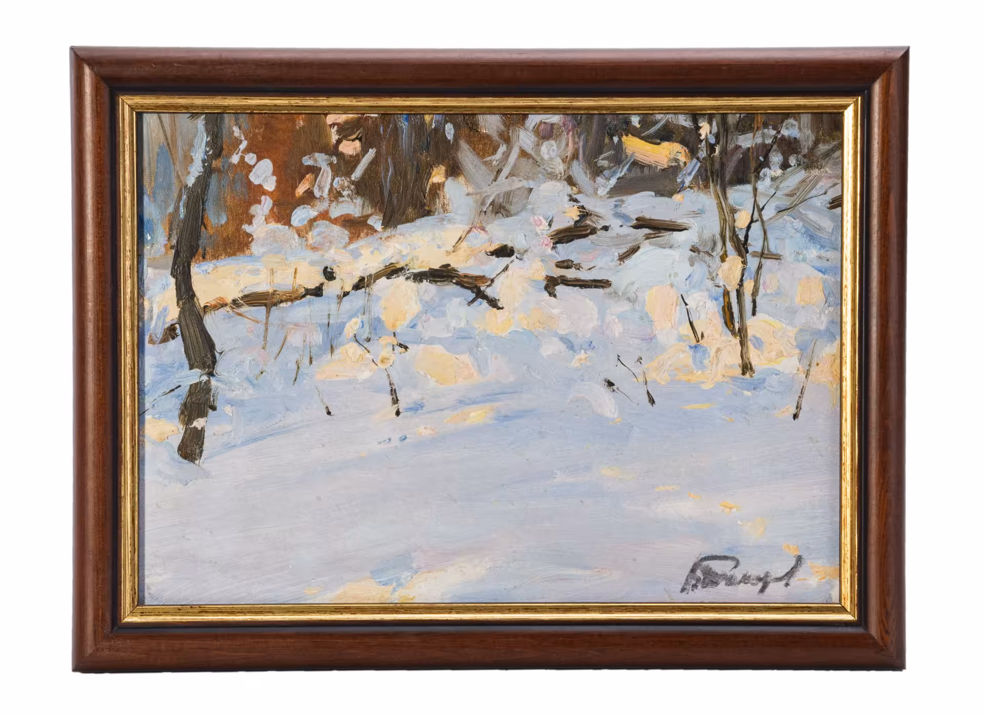 Картина "Зимние сумерки" в раме, Художник Токарев В.Ф.