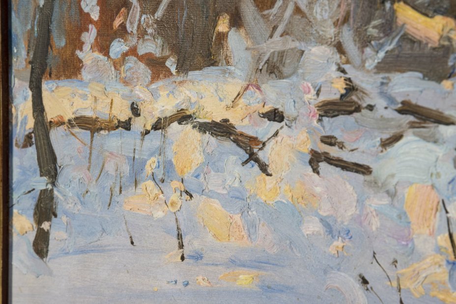 Картина "Зимние сумерки" в раме, Художник Токарев В.Ф.