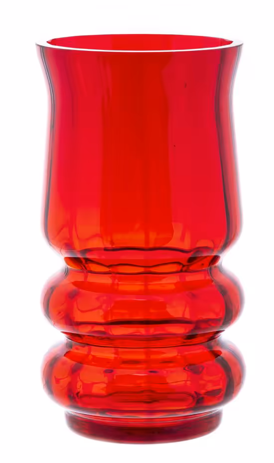 Ваза для цветов из красного стекла с фигурным туловом, стекло, СССР, 1970-1990 гг.