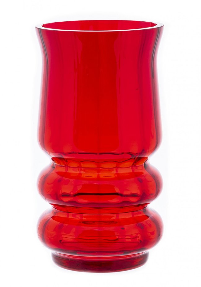 Ваза для цветов из красного стекла с фигурным туловом, стекло, СССР, 1970-1990 гг.